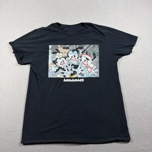 Animaniacs Shirt Mens Large Black Yakko Wakko Dot Cartoon TV Graphic‎ Tee